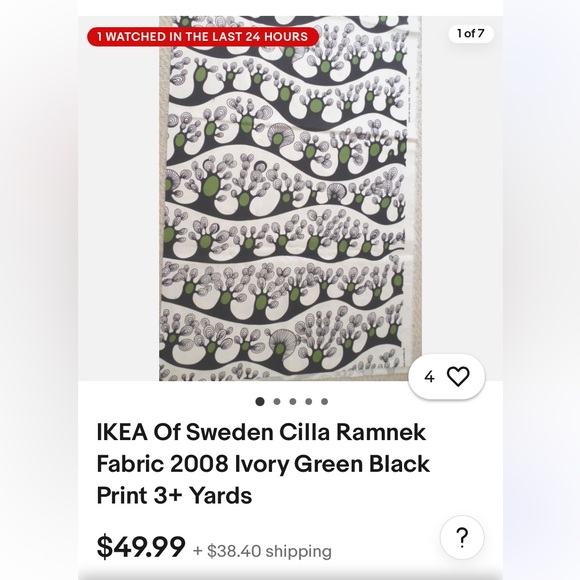 IKEA of Sweden Cella Ramnek 2008 heavy fabric modern design! Size 78”x 58”.5 - Picture 7 of 7